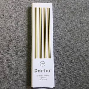 NWT W & P PORTER 5” METAL STRAWS GOLD SET OF 4